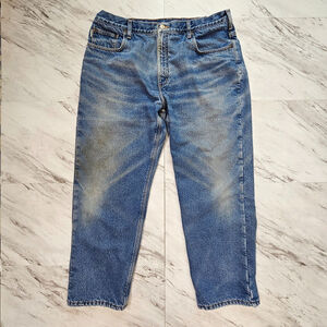 Carhartt Mens Fleece Lined Straight Leg Relaxed Fit Blue Jean 40x30 B155 -STAINS